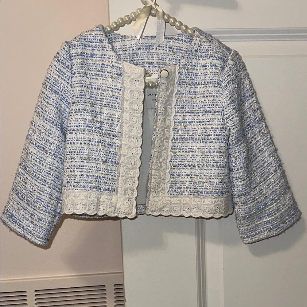 Janie and Jack Blue and White Tweed Blazer